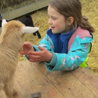 Photo of child and lamb